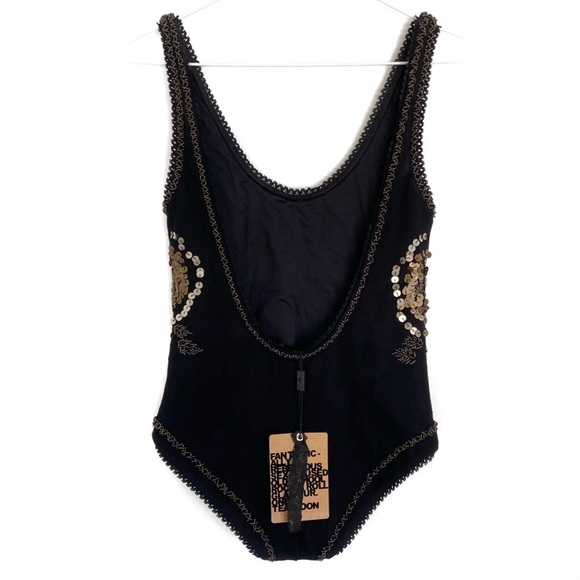 ONE TEASPOON Goldrush Sequin Beaded Open Back Bodysuit - Picture 3 of 10